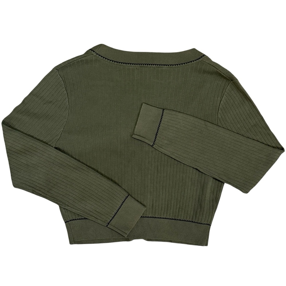 Milk & Honey Knitwear Cardigan Women XL Olive Green Gold Lion Button Preppy - Picture 3 of 7